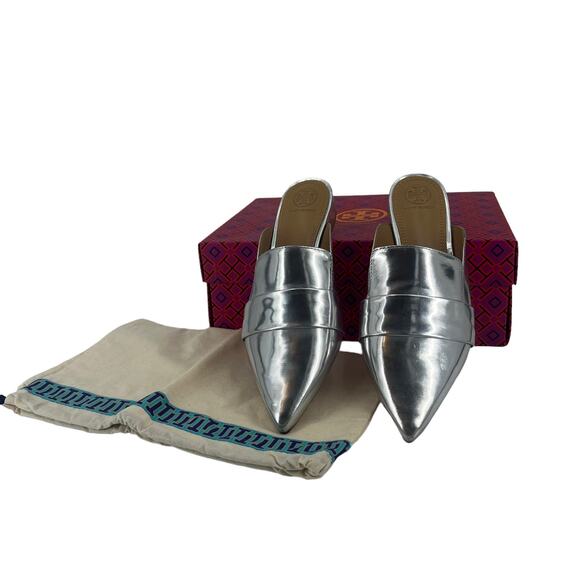 Tory Burch Silver Metallic Mules - Picture 3 of 8